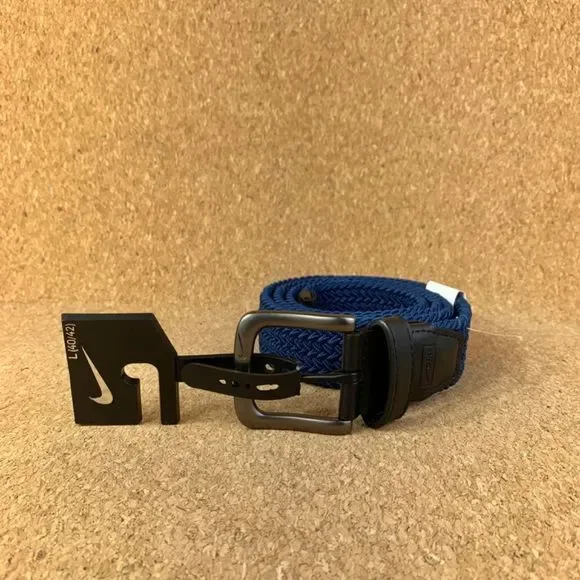 Nike Golf Multi-Weave Belt Men's 40/42 Stretch Woven G-Flex Casual Navy Blue NEW
